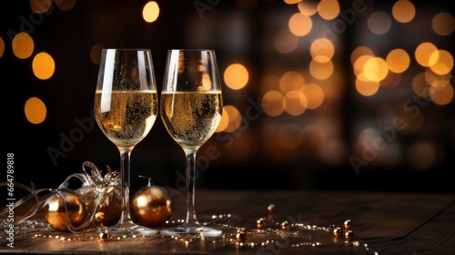 Happy New Year Sign With Champagne Glasses , Happy New Year Background, Hd Background