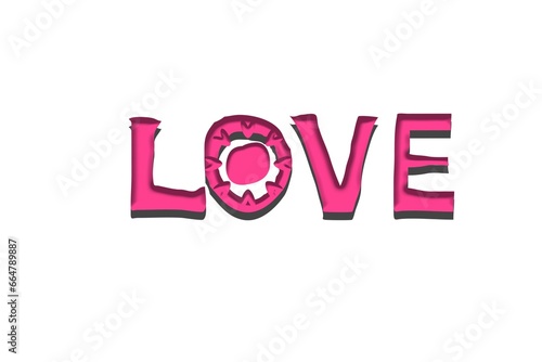 Inscription Love pink, graphics on white background