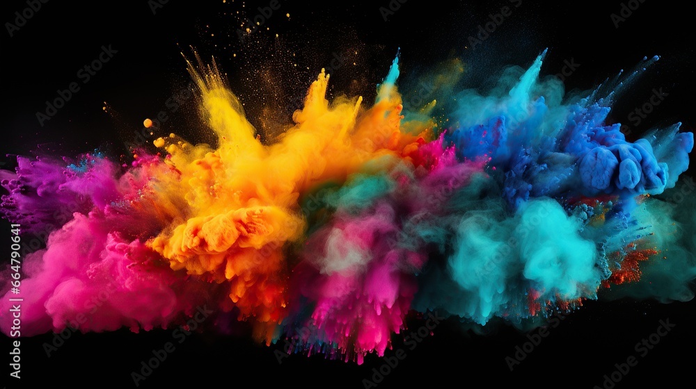Colorful Rainbow, Holi Paint Colors Colorful Powder Blast