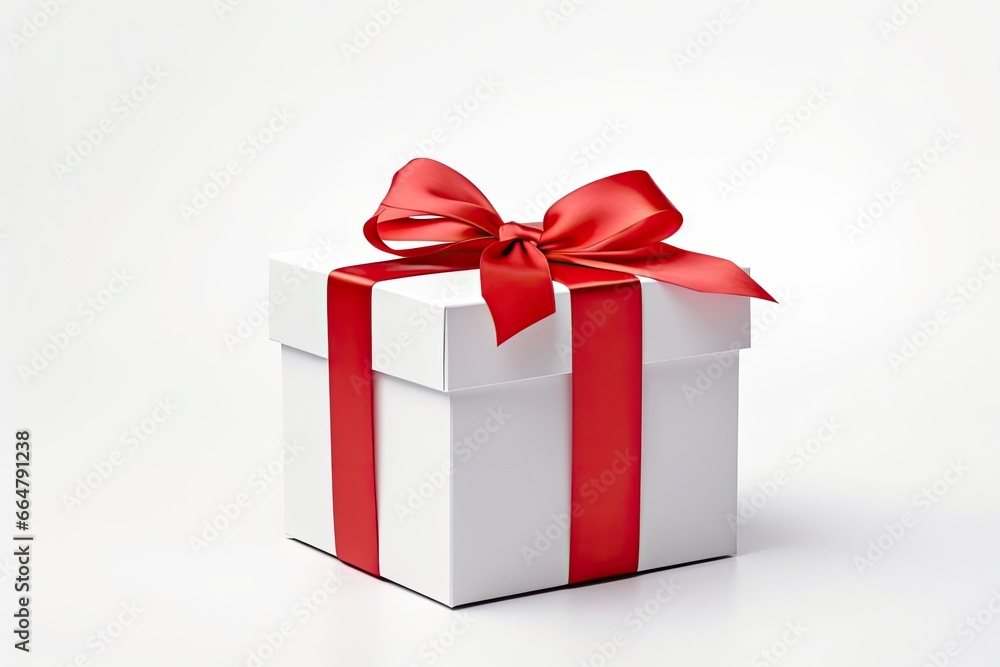 Gift box with red ribbon isolated on white background. Gift box with red ribbon isolated on white background.