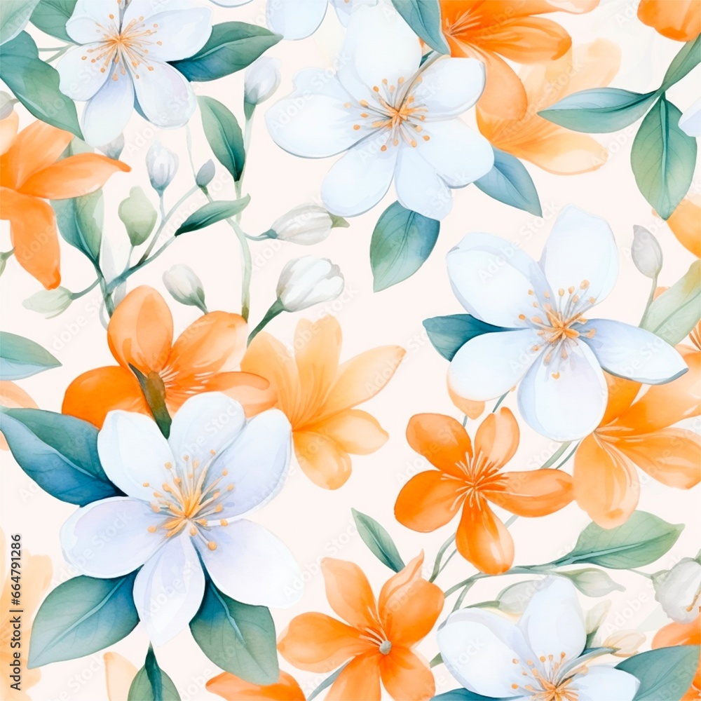 Flower painting seamless watercolor Flower painting seamless watercolor