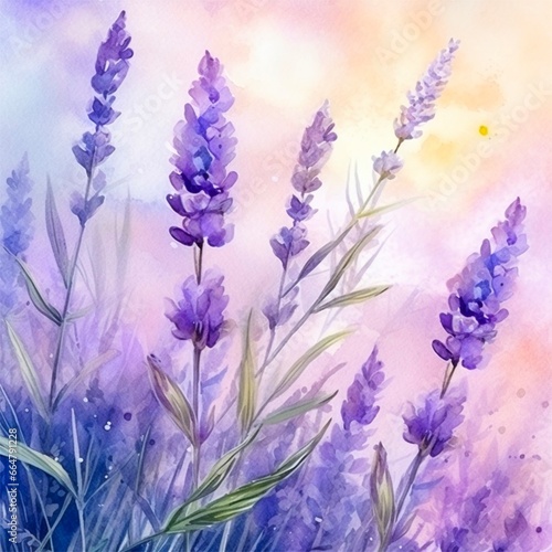 Flower painting seamless watercolor 