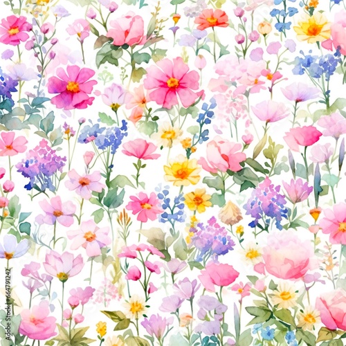Flower painting seamless watercolor 
