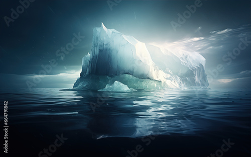 iceberg on sea,created with Generative AI tecnology. © henvryfo