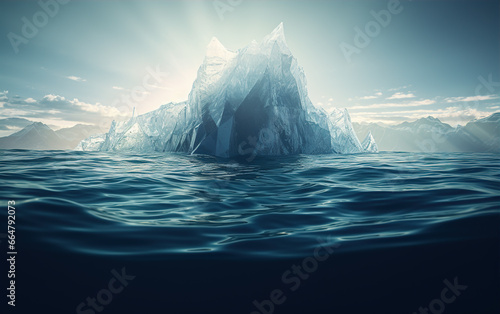 iceberg on sea,created with Generative AI tecnology.