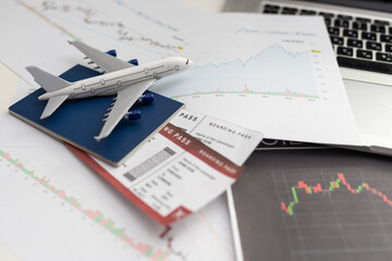 ticket flight air plane travel business traveller trip passport traveler airplane passenger journey air ticket booking aircraft boarding concept - stock image