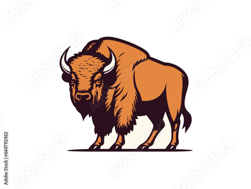 Doodle Bison with Oklahoma flag, cartoon sticker, sketch, vector, Illustration, minimalistic