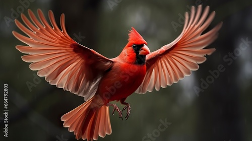 Northern Cardinal coming in for a landing. © Mehdi