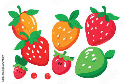 Set of colorful organic nutritious fruits vector illustration