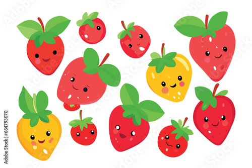 Set of colorful organic nutritious fruits vector illustration
