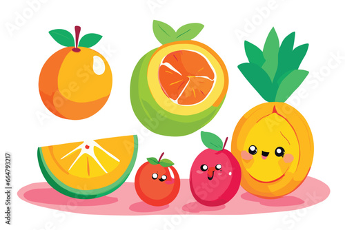 Set of colorful organic nutritious fruits vector illustration