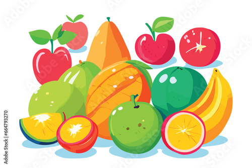 Set of colorful organic nutritious fruits vector illustration