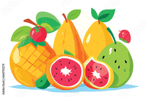 Set of colorful organic nutritious fruits vector illustration