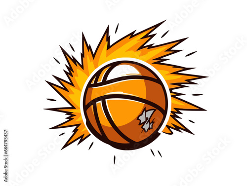 Doodle Thunder basketball logo, cartoon sticker, sketch, vector, Illustration, minimalistic