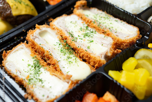Cheese pork cutlet on a plate 