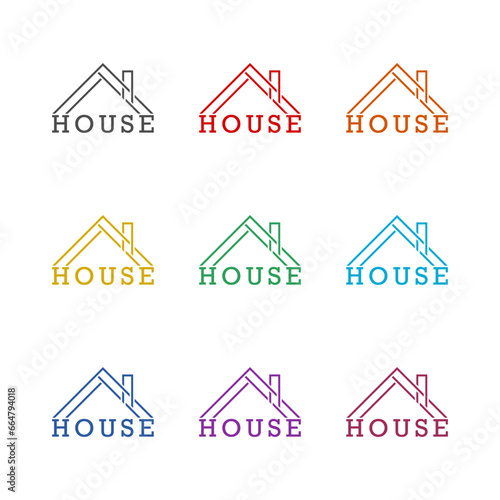  Roof house business logo  icon isolated on white background. Set icons colorful