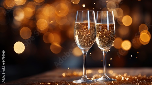 Glittery Champagne Background New Year Celebration, Happy New Year Background, Hd Background