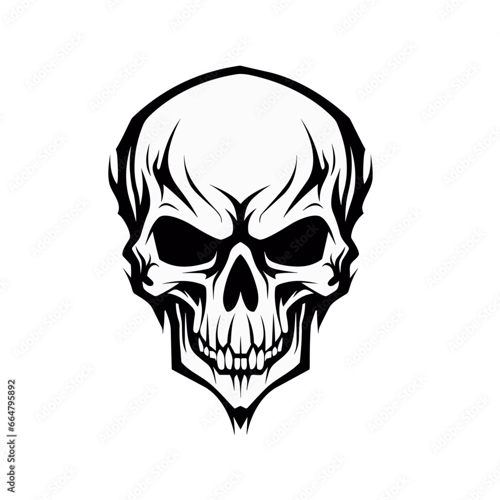 Artistic vector of a skull illustration. Suitable for tattoo, design, and logo.