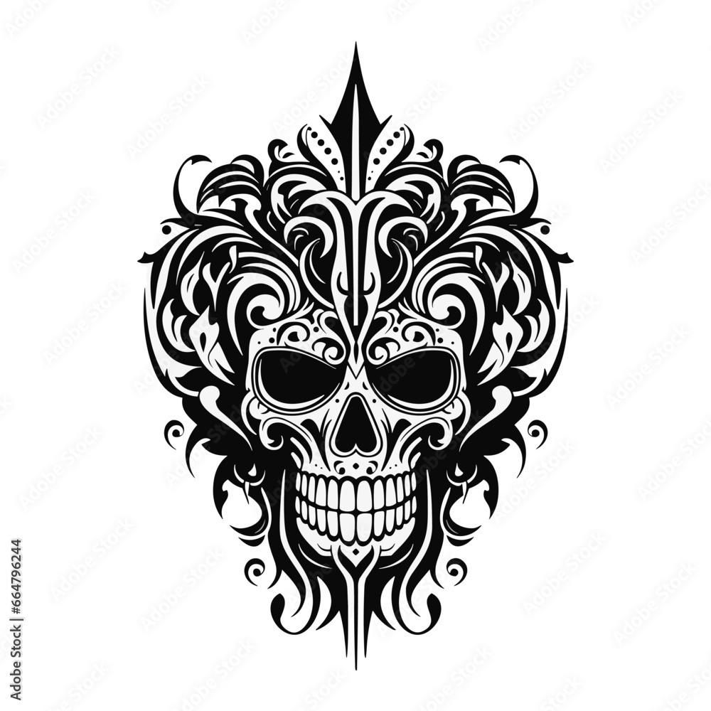 Artistic vector of a skull illustration. Suitable for tattoo, design, and logo. Artistic vector of a skull illustration. Suitable for tattoo, design, and logo.