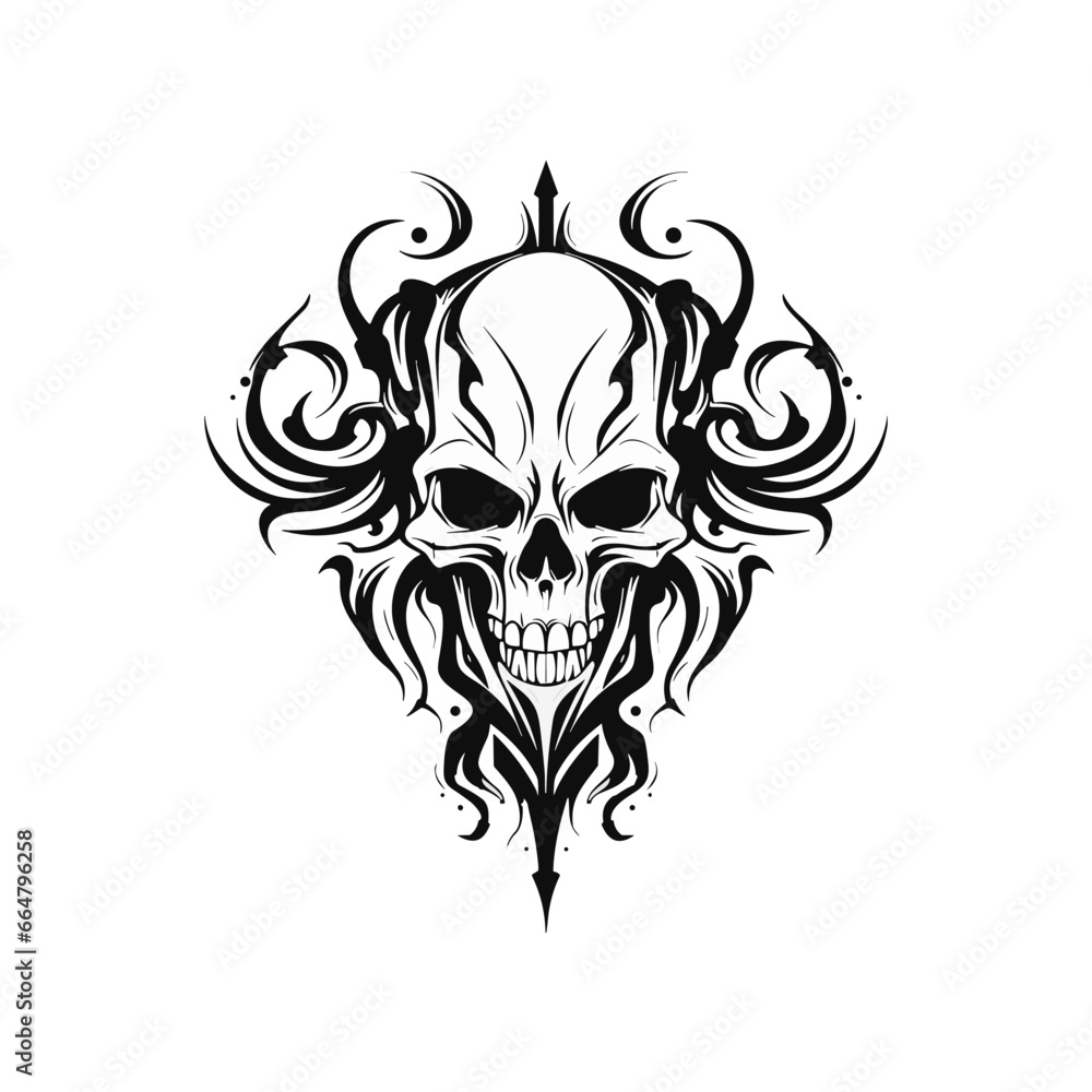 Artistic vector of a skull illustration. Suitable for tattoo, design, and logo. Artistic vector of a skull illustration. Suitable for tattoo, design, and logo.