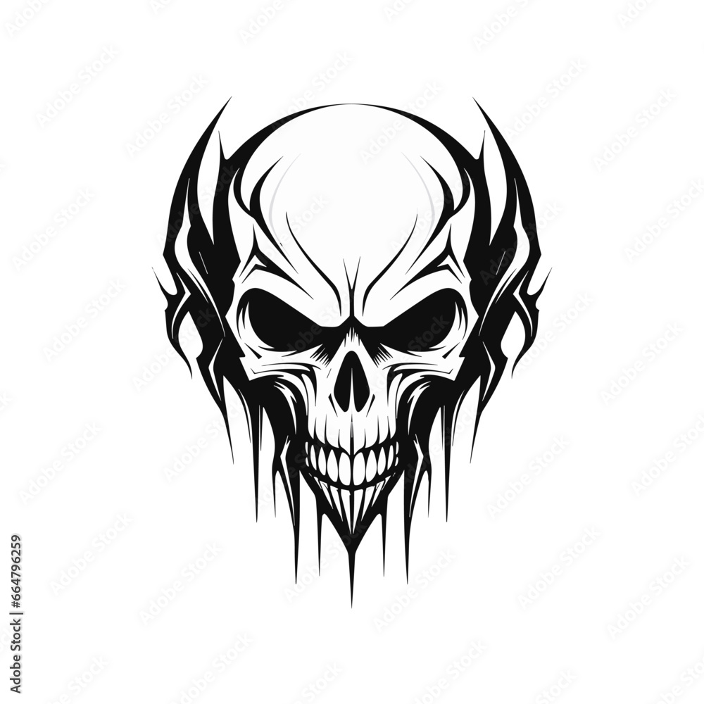 Fototapeta premium Artistic vector of a skull illustration. Suitable for tattoo, design, and logo.