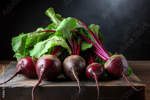 Beetroots on the wooden table close up