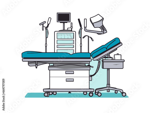 Doodle Operating room, cartoon sticker, sketch, vector, Illustration, minimalistic