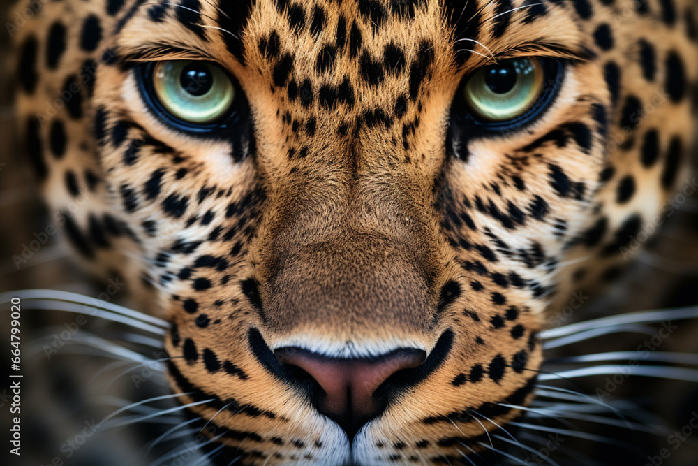 Obraz premium Close-up of a leopard, a predator in the open field.