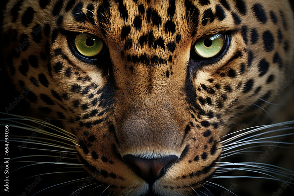 Obraz premium Close-up of a leopard, a predator in the open field.