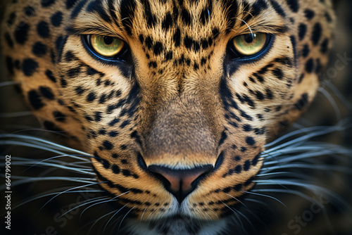 Close-up of a leopard  a predator in the open field.