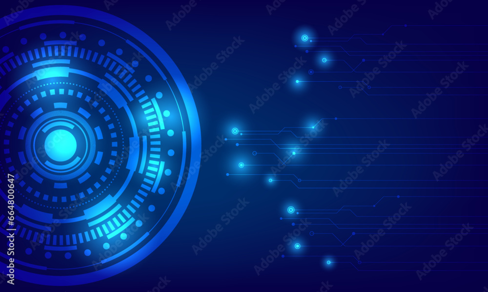 blue circles circuit hi tech technology with hud element graphic on smooth gradient background blue circles circuit hi tech technology with hud element graphic on smooth gradient background