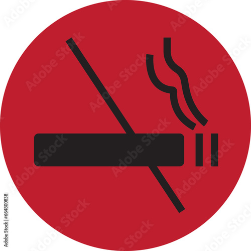 No smoking cigarette fill black and Red icon. smoking prohibition cigarette vape forbidden warning sign vector graphic isolated on transparent background.