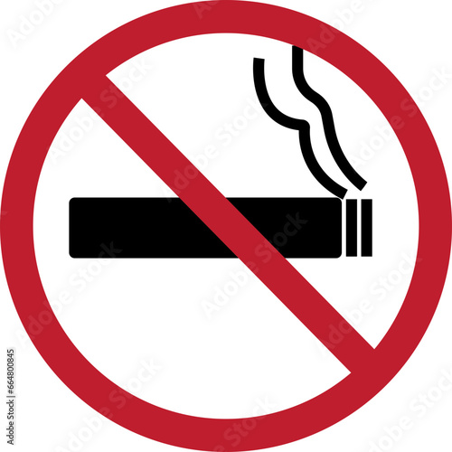 No smoking cigarette fill black and Red icon. smoking prohibition cigarette vape forbidden warning sign vector graphic isolated on transparent background.