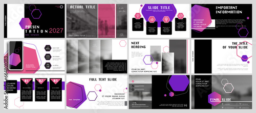 Business presentation template. Vector set, elements of infographics, red, violet design, white background. Flyer, postcard, corporate report, marketing, banner. Slideshows, brochures, annual report