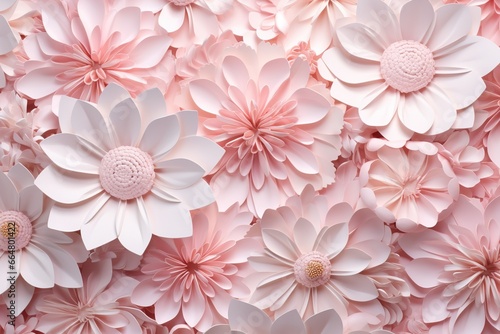 Multi-colored paper flowers, origami. Floral pastel background. © photolas