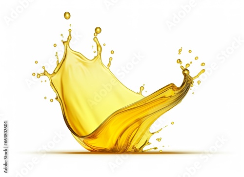 Olive or engine oil splash, cosmetic serum liquid isolated on white background.