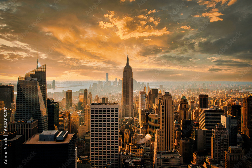 new york city skyline at sunset entertainment