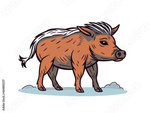 Doodle Warthog, cartoon sticker, sketch, vector, Illustration, minimalistic