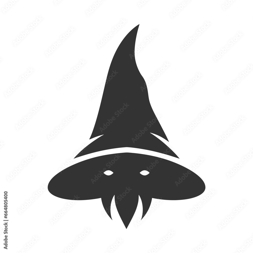 Fototapeta premium Silhouette of a gnome in witch hat. Vector illustration