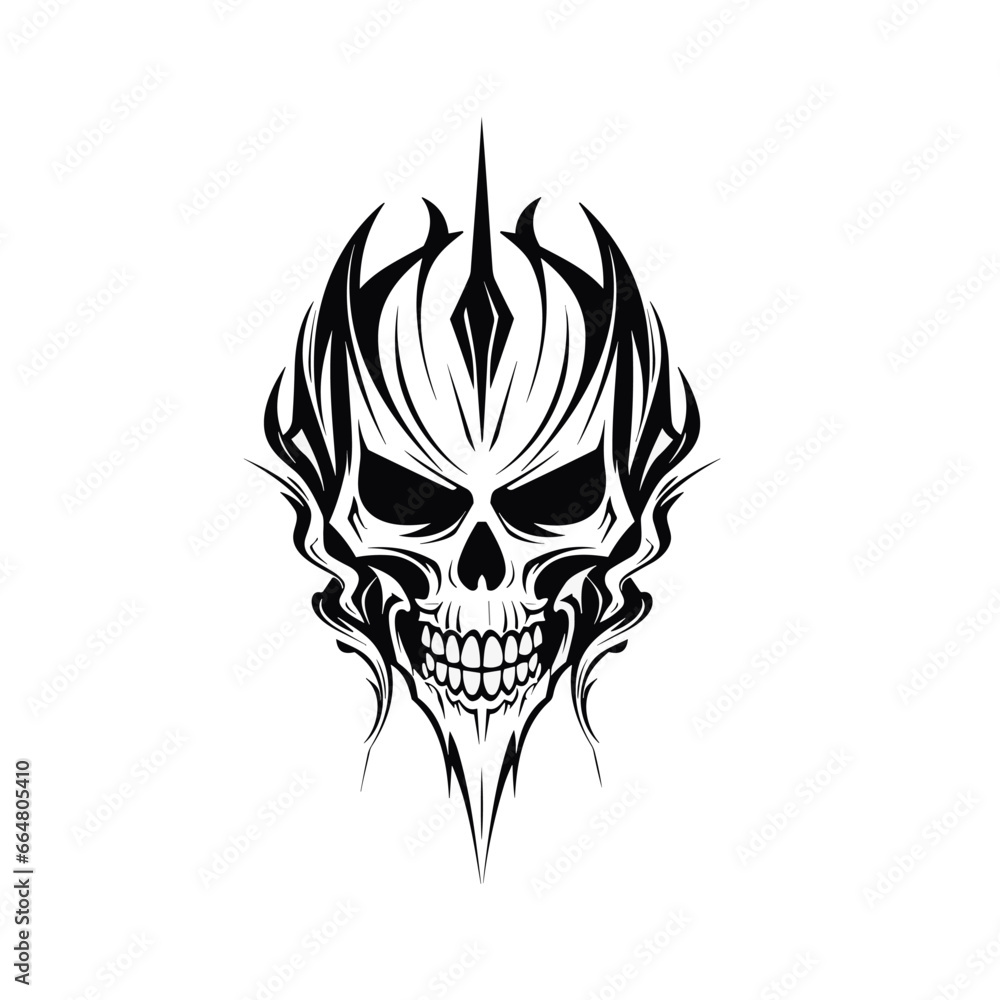 Obraz premium Artistic vector of a skull illustration. Suitable for tattoo, design, and logo.