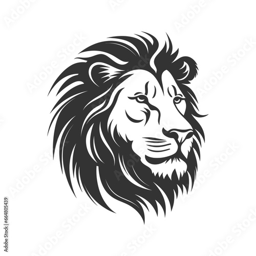 Lion face silhouette isolated on a white background. Vector illustration