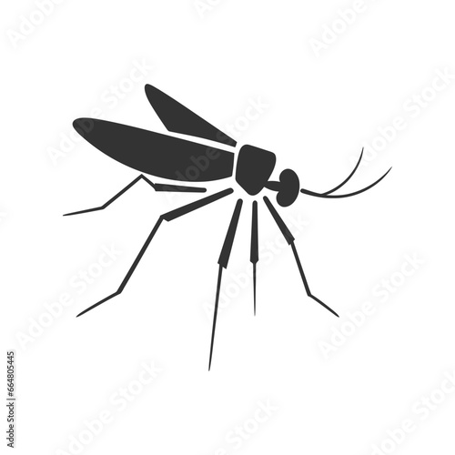 Mosquito silhouette isolated on a white background. Vector illustration