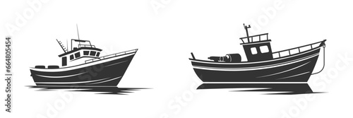 Fishing boat silhouette. Vector illustration