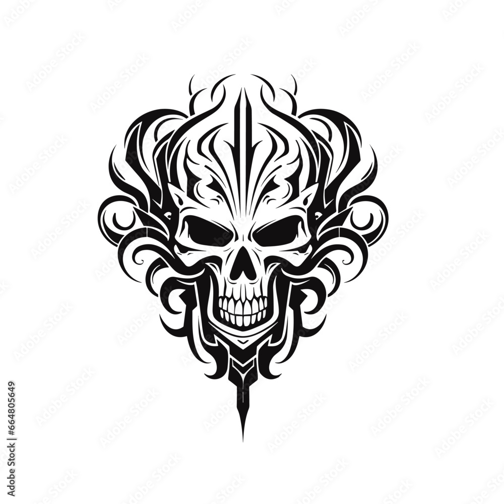 Artistic vector of a skull illustration. Suitable for tattoo, design, and logo. Artistic vector of a skull illustration. Suitable for tattoo, design, and logo.