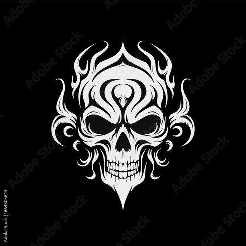 Artistic vector of a skull illustration. Suitable for tattoo, design, and logo. © KHF