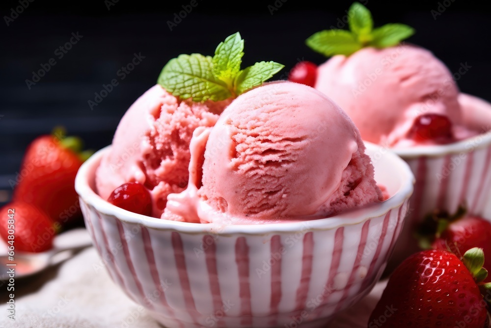 Strawberry Ice Cream with Fresh Strawberries. Strawberry Ice Cream with Fresh Strawberries.