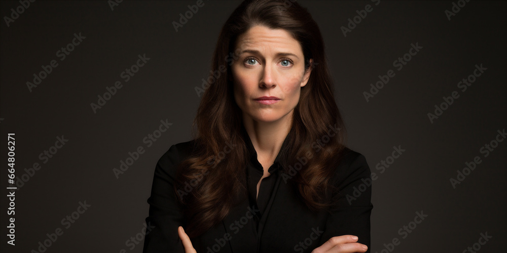 middle-aged woman with long brown hair middle-aged woman with long brown hair