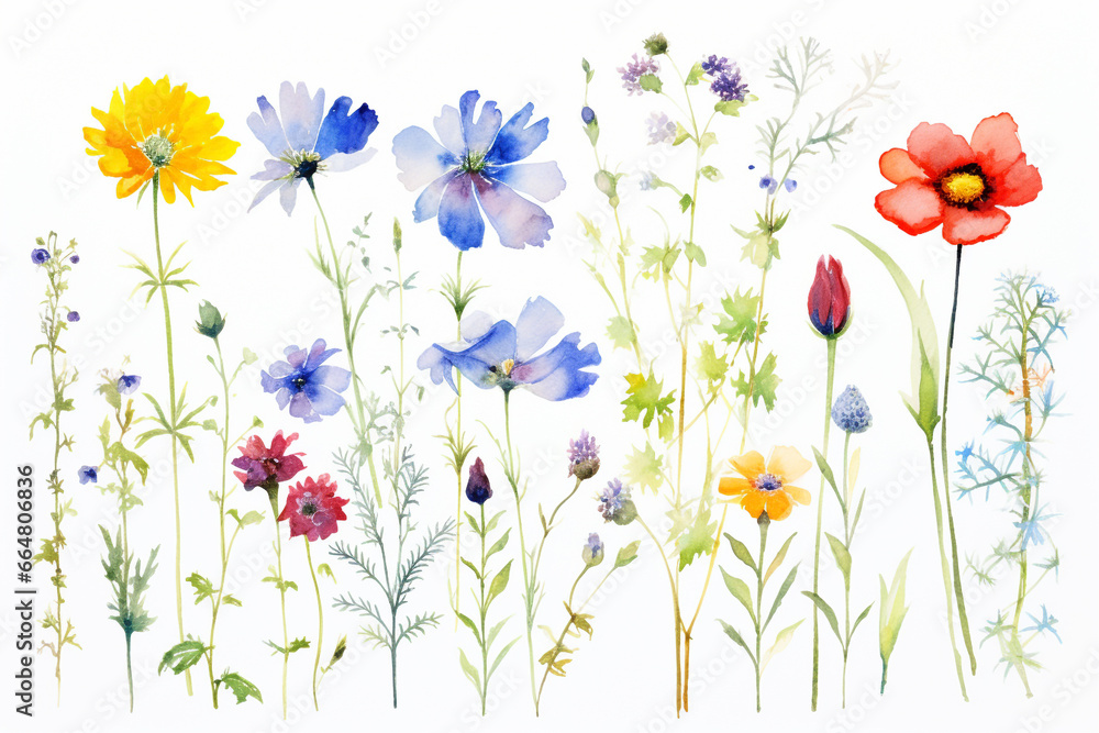 Flowers watercolor AI generative. Flowers watercolor AI generative.