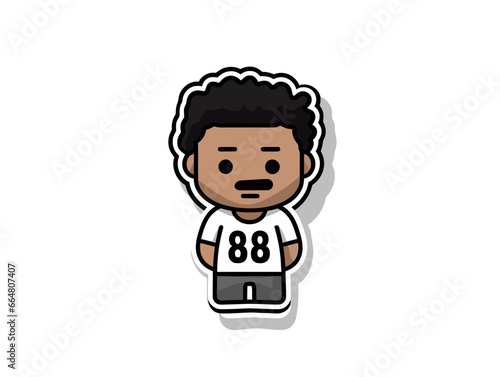 Doodle Mandela prison number 46664, cartoon sticker, sketch, vector, Illustration, minimalistic