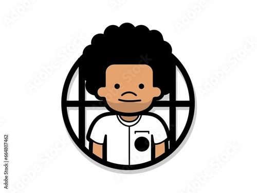 Doodle Mandela prison number 46664, cartoon sticker, sketch, vector, Illustration, minimalistic